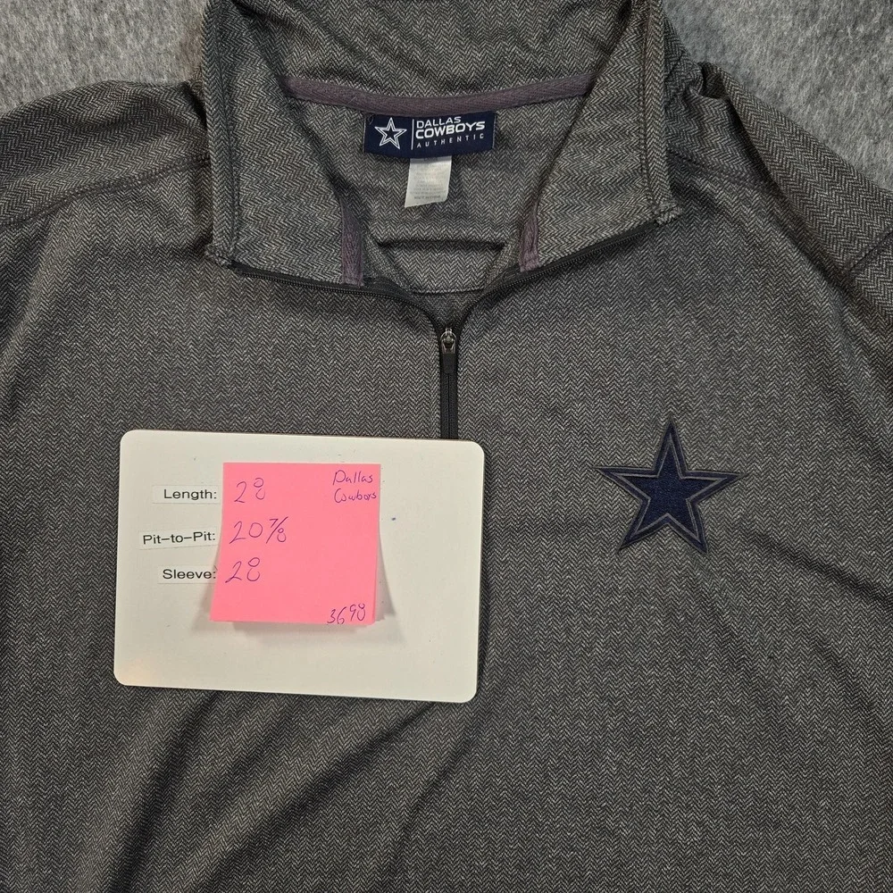 Dallas Cowboys Pullover Mens Large Gray NFL Football Quarter Zip Long Sleeve